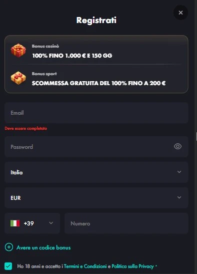 rooster bet registrati